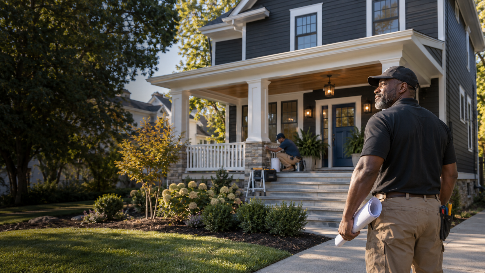 Residential exterior renovation by a professional construction crew